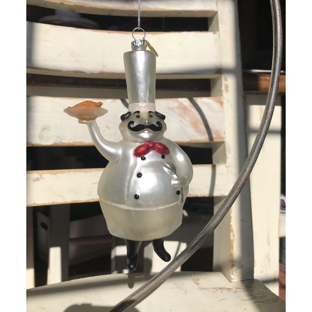Set Of 2 Glass Blown Chef Cook Baker Ornaments 1 SCF-Other Old World?